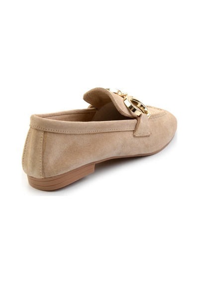 Bambi Vizon Hakiki Deri Kadın Loafer Ayakkabı K01763771002 Vizon