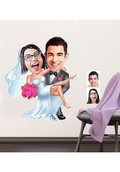 Kişiye Özel Evleniyoruz Karikatürlü Duvar Sticker 50X70CM 9