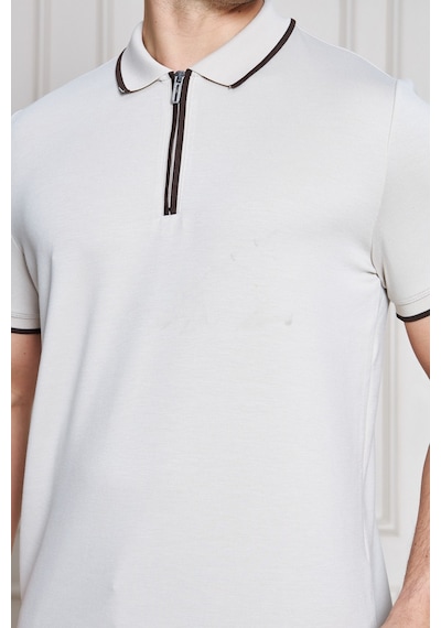 Erkek Jeuss Oysho Kumaş Fermuarlı Yakalı Bej Tshirt