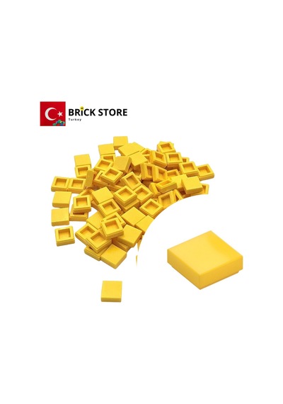 Yedek Parçalar, 100 Adet 1x1 Tile Düz Fayans Parçası, Sarı Rengi, 3070