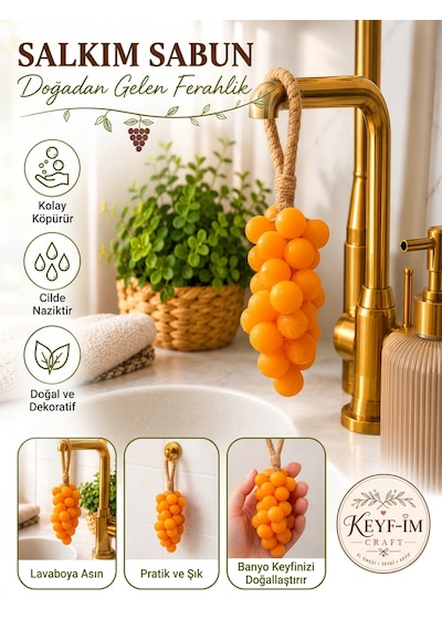 Keyfim Craft El Yapımı Turuncu Üzüm Tanesi Tasarımlı Banyo Ve Dekoratif Sabun Lavanta