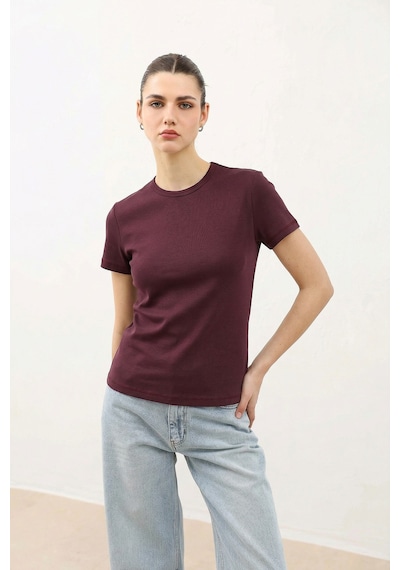 Antioch Kadın Basic T-shirt Bordo