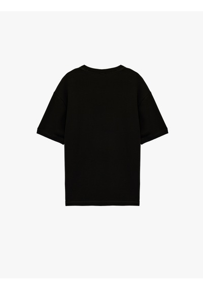 Koton Kısa Kollu Bisiklet Yaka Basic Oversize Tişört Siyah 6sam10282mk Siyah