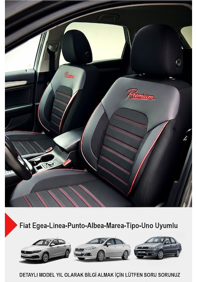 Premium Serisi Lüks Keten Oto Koltuk Kılıfı Fiat Egea-linea-punto-albea-marea-tipo-uno Uyumlu Siyah