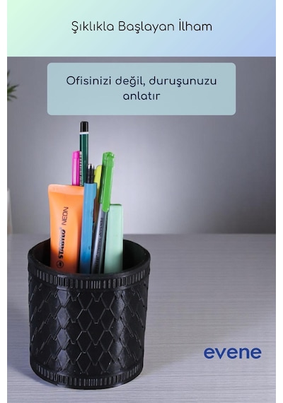 Kalemlik Masa Kalemliği Organizer Kalemlik Siyah Renk Model 87 Çok Renkli