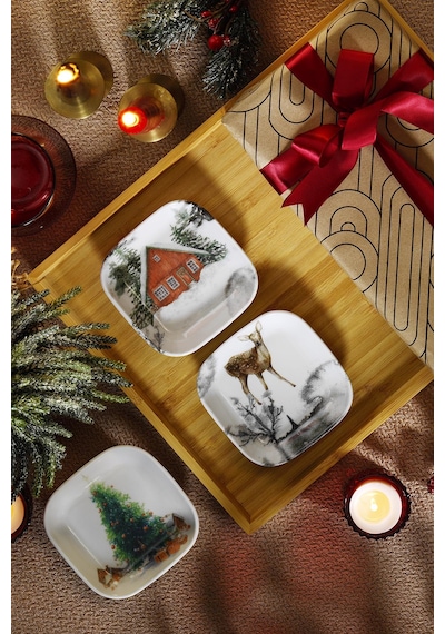 Kütahya Porselen Happiness 12x12 cm 3 Parça Meze Tabağı Kütahya Porselen Happiness 12x12 cm 3 Parça Meze Tabağı