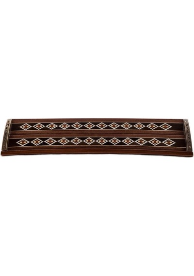 Ceviz - Ahşap Mozaik Işlemeli Oval Okey Tk