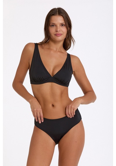 Argento Kadın Siyah Konfor V Yaka Çıkarılabilir Kaplı Balensiz Slip Bikini Takımı Siyah