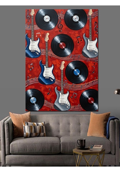 Ahşap Tablo Plak Müzik Retro Detay