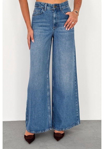 HLT Jeans Açık Mavi Kadın Extra Wide Leg Jean %100 Tencel Yüksek Bel Palazzo Kot Pantolon Angel-2052