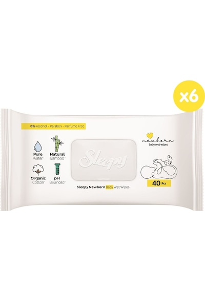 Sleepy Yenidoğan Islak Bebek Havlusu 6 X 40 Lı 240 Yaprak