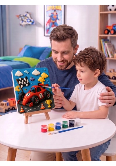 15x15 Yarış Arabası Taş Boyama Seti Çocuk Ve Yetişkin Hobi Kiti