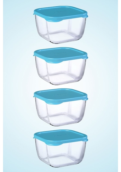 Mavi Kapaklı 4'lü Snowbox Saklama Kabı Takımı - 275cc Beyaz