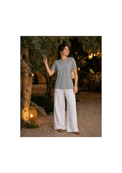 Modi Green Unisex Regular Fit Süprem Sıfır Yaka Kısa Kollu Tişört - Gri