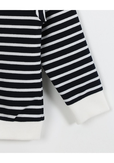 Luess Erkek Çocuk Çizgili Baskı Detaylı Sweatshirt 6ay-4yaş -lacıvert Lacivert