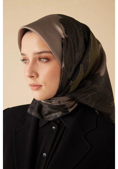 Maisa Hale Tivil İpek Eşarp 90 90 Cm - Vizon Haki