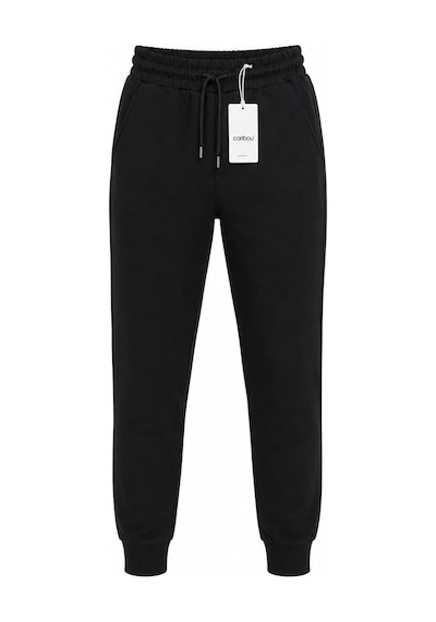Caribou Çocuk, Süper Kalite, Yazlık, 6 - 16 Yaş Arası, Siyah, Cepli, İki İplik, Compact Kumaş, Lastik Paçalı, Eşofman Altı