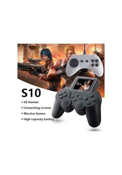 S10 Mini Çift Kolu Taşınabilir 520 Oyunlu Kablosuz Oyun Konsolu Atari Media Player Medya Oynatıcı Siyah - 624146455