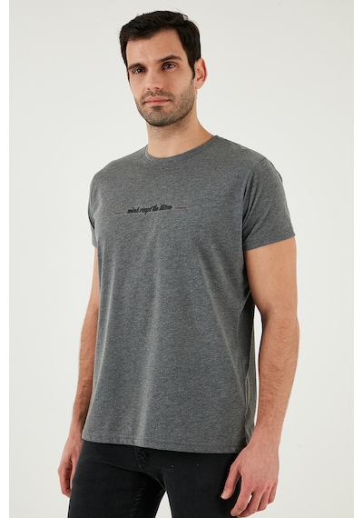 Buratti Pamuklu Slim Fit Bisiklet Yaka Erkek T Shirt 541Wind Antrasit