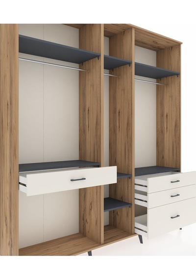 Hyperion Dolap 7 Raflı 4 Çekmeceli 3 Askılı 220x44x243 Çam-antrasit/aytaşı Antrasıt/aytası Hyperion Dolap 7 Raflı 4 Çekmeceli 3 Askılı 220x44x243 Çam-antrasit/aytaşı Antrasıt/aytası