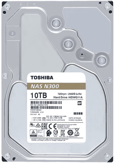 Toshiba N300 HDWG11AUZSVA 3.5" 10 TB 7200 RPM SATA 3 256 MB NAS HDD