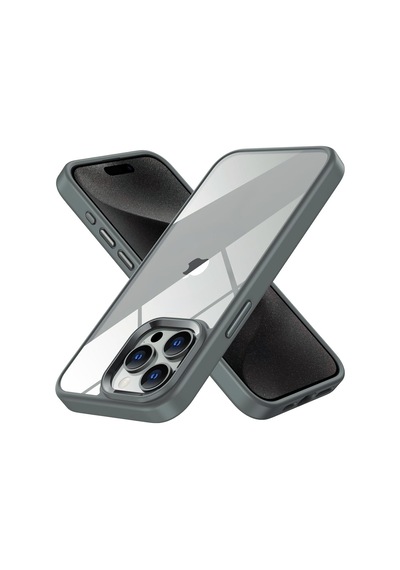 Tr İphone 15 Pro Max İçin Hybrid Serisi Arkası Kristal Şeffaf Polikarbonat Kenarları Silikon Kamera Lens Çerçevesi Diğer