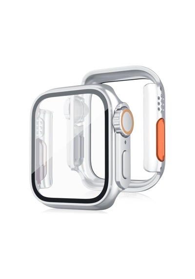 Apple Watch Uyumlu   44mm Watch 49mm Kasa Dönüştürücü Ve Ekran Koruyucu - Gümüş