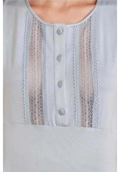 Pierre Cardin 2800 Kadın Mist Dantelli Penye 3'lü Sabahlıklı Pijama Takım 001
