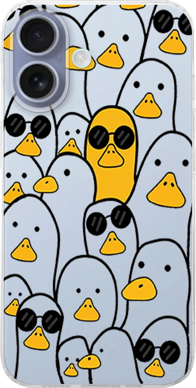 Apple Uyumlu iPhone 17 İle Duck Baskılı Tasarım Şeffaf Silikon Kılıf
