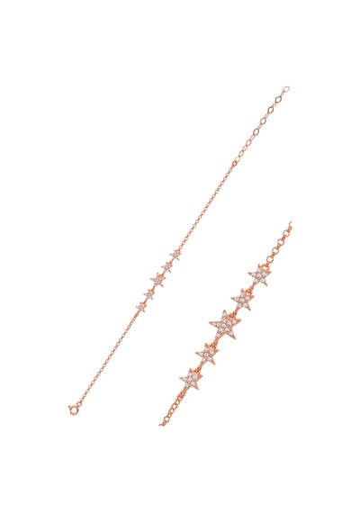 Gümüş Rose Zirkon Taşlı Kayan Yıldızlar Bileklik Barcode Gümüş