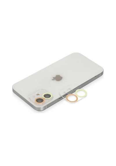Apple, Uyumlu iPhone 12 Mini Renkli Kamera Lens Koruma Cam - Sarı-turuncu