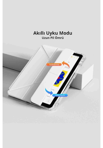 Galaxy Uyumlu Tab S10 Ultra Uyumlu 14.6 İnç Kalem Bölmeli Standlı Tri Folding Tablet Kılıfı Kapaklı Kılıf