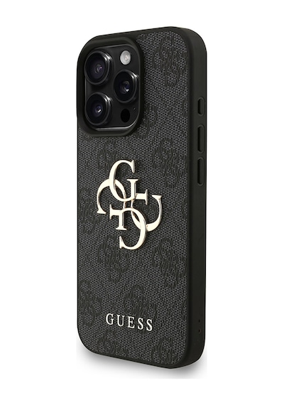 Apple iPhone 16 Pro Max Uyumlu Kılıf Guess Lisanslı Bilek Askı İpli Metal 4g Ve Yazı Logolu Kapak Siyah