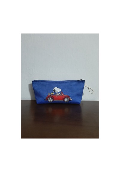 Snoopy And Car Desenli Tasarım Kalemlik - Makyaj Çantası Diğer