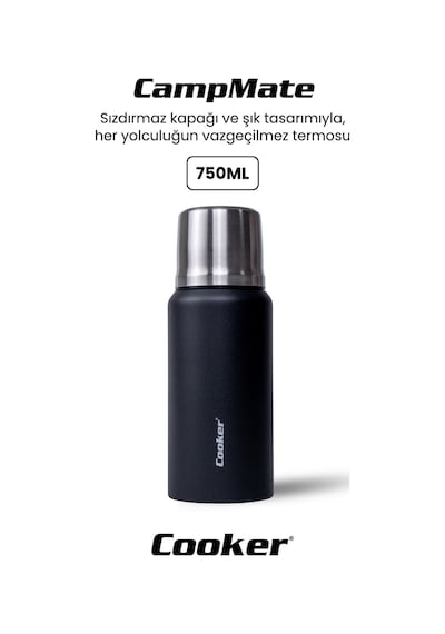 Cooker Campmate 750 Ml Paslanmaz Çelik Termos Ckr2106 Siyah