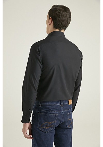 D'S Damat Ds Damat Slim Fit Siyah Düz Nano Care Gömlek 5HF02ORTSG01 Siyah