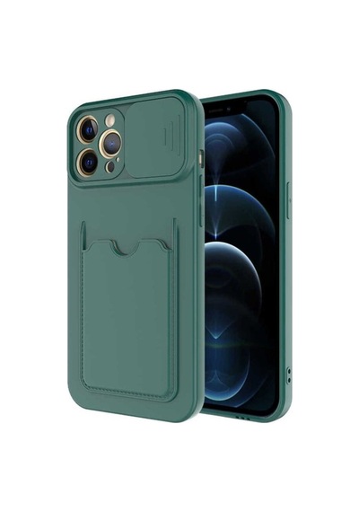 Apple Uyumlu iPhone 12 Pro Max Kılıf Zore Kartix Kapak Koyu Yeşil