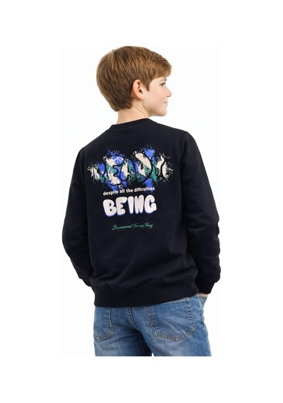 Baglan Erkek Çocuk Önü Arkası Baskılı Sweatshirt Bgl-st05236 Siyah