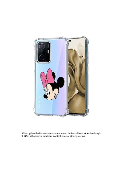 Xiaomi Mi 12 Lite Uyumlu Köşe Korumalı Antişok Kapak Minnie Mouse Tasarımlı Şeffaf Silikon Kılıf