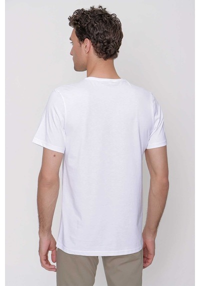 Erkek Beyaz Basic Düz %100 Pamuk Bisiklet Yaka Slim Fit Dar Kesim Kısa Kollu Tişört Beyaz