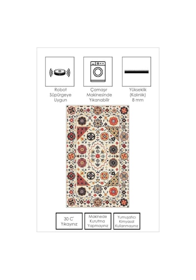 West Home Dijital Baskı Yıkanabilir Kaymaz Taban Salon Halısı Mutfak Halısı Yolluk Wh 467 Multy
