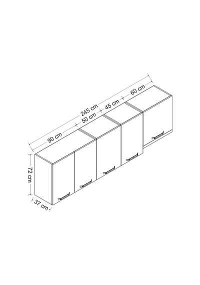 Minar 245 Cm Mutfak Dolabı Beyaz 245-B8-Üst Modül Beyaz