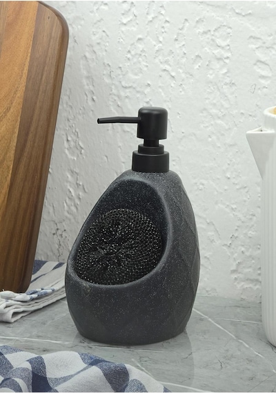 Taş Desenli Sıvı Sabunluk - Sünger Hazneli Mutfak Sabunluğu - 700 Ml - Prizma Desen -