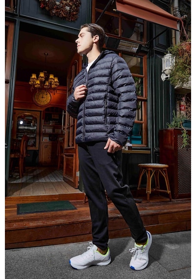 Kappa Logo Rina Puffer Erkek Siyah Regular Şişme Mont