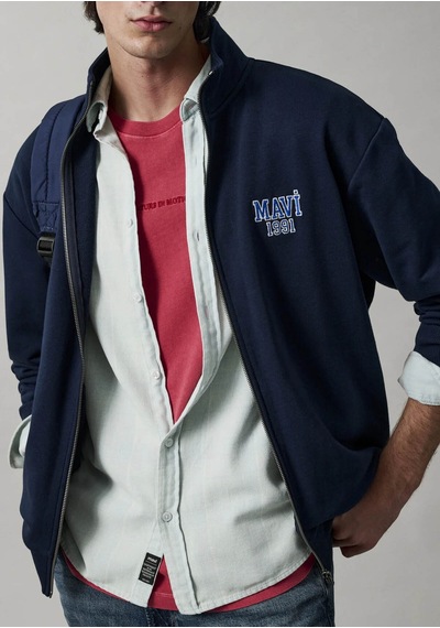 Mavi Logo Baskılı Fermuarlı Lacivert Erkek Sweatshirt M0s10655-70497