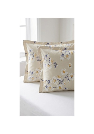%100 Pamuklu Çiçek Desenli Volanlı Yastık Kılıfı 2 Adet 50x70 Cm Mavi - 864231967 Mavi