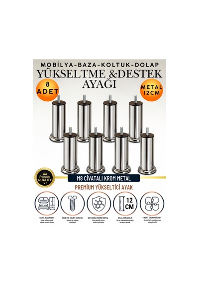 16'lı Set 8 Adet Ayak Ve Aparat 12 Cm M8 Vidalı Metal Krom Ayak Mobilya Ayağı Baza Ayağı Kanepe Ayağı Koltuk Ayağı Yatak Ayağı Yükseltme Ayağı Dolap Ayak Sehpa Sandık Ayakları Değişim Destek Ayağı Gümüş Gümüş 16'lı Set 8 Adet Ayak Ve Aparat 12 Cm M8 Vidalı Metal Krom Ayak Mobilya Ayağı Baza Ayağı Kanepe Ayağı Koltuk Ayağı Yatak Ayağı Yükseltme Ayağı Dolap Ayak Sehpa Sandık Ayakları Değişim Destek Ayağı Gümüş Gümüş