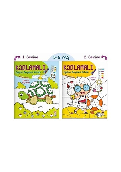 Kodlamalı Eğitici Boyama Kitabı 5-6 Yaş 2 Kitap Takım : 1. Ve 2. Seviye