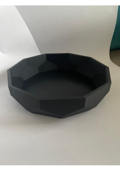 Siyah Köşeli Kase - Dekoratif Kase 15 Cm 3d Baskıdır- Sağlamdır