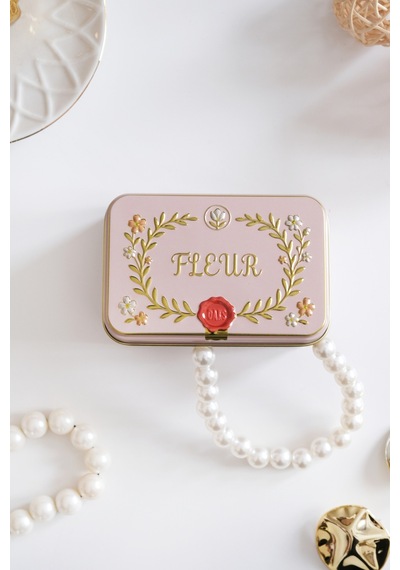 Pembe 107 X 72 X 50 Mm - Premium Fleur Gold Kabartmalı Metal Hediyelik Dekoratif Saklama Kutusu